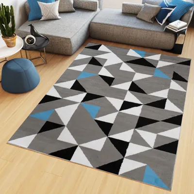 Image de Tapis MAYA Moderne Noir Gris Bleu Chambre à coucher  200 x 300 cm