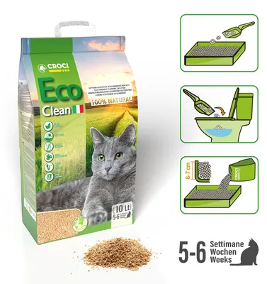 Image de Croci Eco Clean Litter 10 L : litière agglomérante biodégradable, jetable dans les toilettes, 100 % végétale