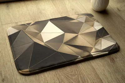 Produktbild von Badteppich Saugfähige - Badezimmer Teppich - Rutschfester Badvorleger Badematte - 90x60 cm - Gold-Muster