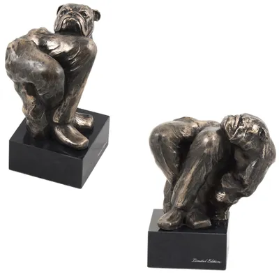Image de Art-Dog Buste – Bulldog – moulage en poudre de bronze et résine