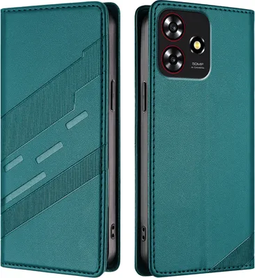 Image de Etui pour ZTE Blade A73 4G, étui portefeuille en cuirPolyuréthaneavec fente pour cartes et fonction stand Grün