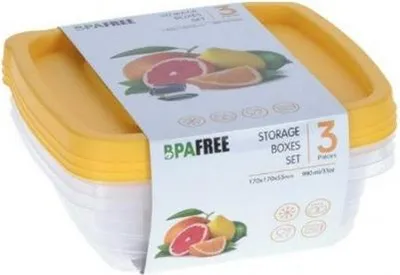 Immagine prodotto di Set di 3 casseruole Excellent Houseware, polipropilene, 17x17x5,5 cm, 1 l, trasparente/giallo