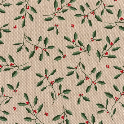 Produktbild von Weihnachtsstoff Meterware Dekostoff Leinenlook natur 1,40m