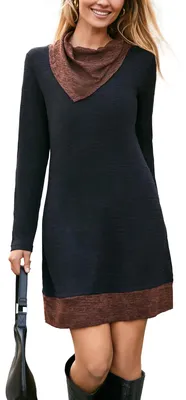 Productafbeelding van STYLEWORD: Gebreide jurk voor dames, herfstjurk, lange mouwen, trui-jurk, warme winterjurk