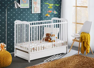 Image de Lit pour bébé avec espace de rangement FINA – 60x120, blanc