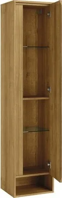 Zdjęcie produktu dla Szafka wysoka FACKELMANN Natura / Szafka łazienkowa z systemem cichego domykania / Wymiary (szer. x wys. x gł.): ok. 38 x 166,5 x 32 cm / Szafka z 1 drzwiami / Zawias drzwi z prawej strony / Otwarta półka / Korpus i front: brązowy