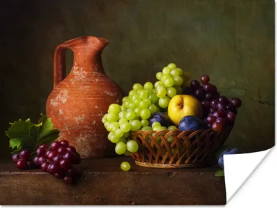 Produktbild von MuchoWow® Poster Rustikal - Obst - Korb - Stilleben 80x60 cm - Kunst für zu Hause