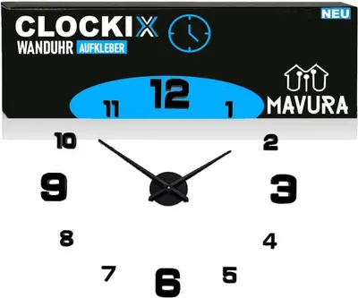 Immagine prodotto di CLOCKIX orologio da parete adesivo fai da te 3D effetto orologio da parete (decorazione da attaccare su parete design tatuaggio soggiorno)