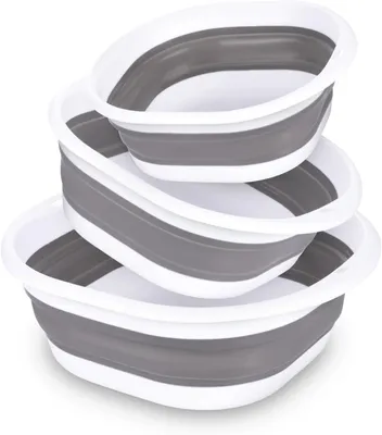 Imagen del producto de Juego de 3 cuencos plegables, color gris, para la cocina