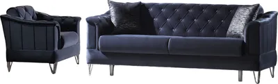Produktbild von Villa Möbel Sofa Set Guido Anthrazit Stellvariante:3+1 Relax- und Bettfunktion, pflegeleichter Mikrofaser Samtstoff