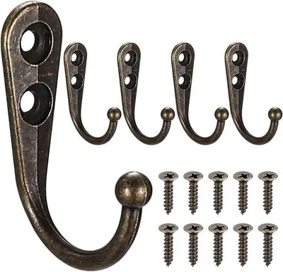 Produktbild von Vintage Wandhaken für Kleiderschrank, schraubbare Haken für Kleiderschrank, steife Schraubenhalter, für Schlafzimmer oder Bad, in Schubladen, mit 5 Schrauben, Bronze.