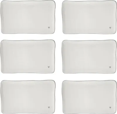 Produktbild von 6er Set Servierplatten HEART rechteckig graues Herz 22x13cm Bastion Collections