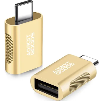 Zdjęcie produktu dla Adapter AdroitGoods 2x USB-C na USB-A - USB 3.1 - konwerter - aluminium w kolorze złotym - silikonowy uchwyt