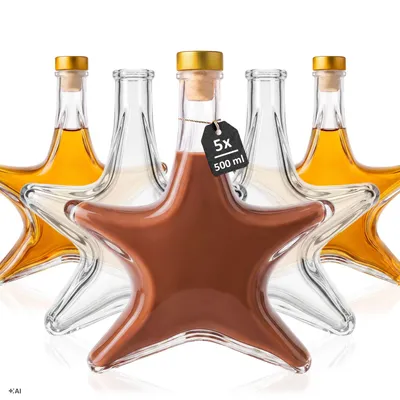 Zdjęcie produktu dla 5x butelka Gwiazdka 500ml świąteczna na nalewki, bimber, likier, prezent