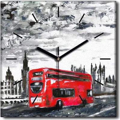 Produktbild von Coloray Uhr auf Leinwand 30x30 cm Wand Uhr Dekoration Wohnzimmer Segeltuch schwarze Hände -London Street Street.