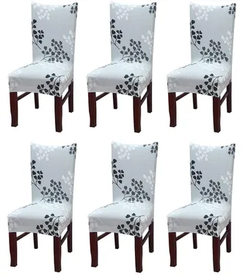 Stuhlbezüge 6er-Set, elastisch, waschbar, für Esszimmerstühle