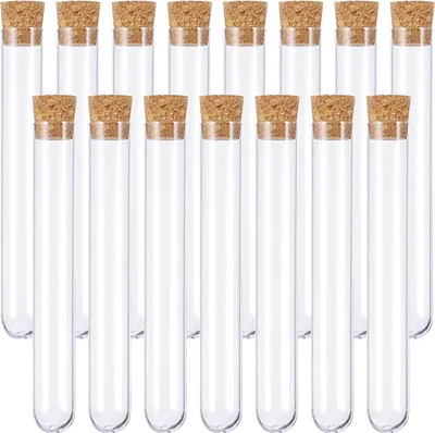 Image de 15x tubes à essai en plastique 12x75mm avec bouchon - DIY Vase Fleurs Liquids Spices