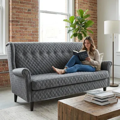 Produktbild von Schlafsofa ARI Design – Stepp-Muster, Webstoff in Anthrazit, Family Meble, KI-generiertes Bild