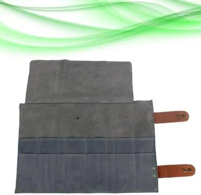 Produktbild von Professionelle Friseurtasche und Organizer aus Leder im Roll-Design mit 12 Fächern für den Einsatz im Friseursalon und Kosmetikstudio