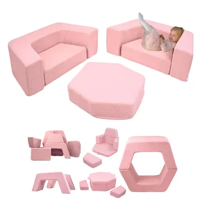 Zdjęcie produktu dla Modułowa sofa dziecięca Flumi Montessori - klocki z miękkiej pianki, zestaw do zabawy 6 elementów