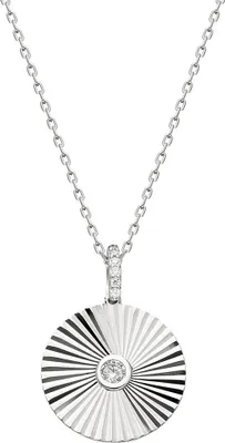 Produktbild von Dkeniz Anhänger mit Kette Coin 925/- Sterling Silber Zirkonia Weiß