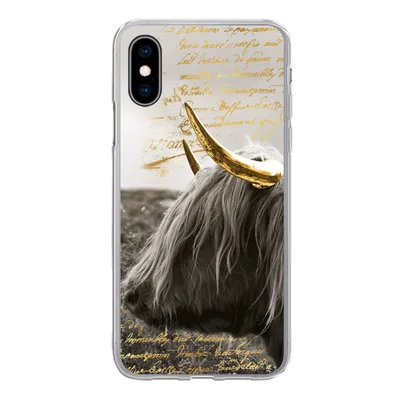Produktbild von MuchoWow® Handyhülle Schutzhülle Hülle für iPhone X Schottischer Highlander - Gold - Hoorn Silikon Softcase Handy Hülle - Handyhülle