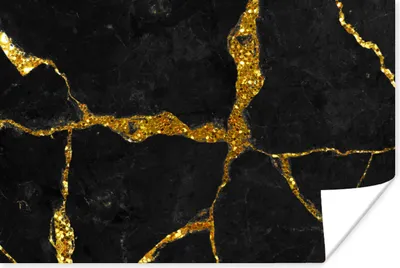 Produktbild von MuchoWow® Poster Marmor - Gold - Schwarz - Marmoroptik - Glitter 120x80 cm - Bilder