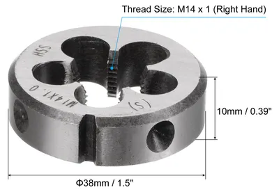 Produktbild von Runde Schneideisen, Metrisches Gewinde M14 x 1 (Rechtsgewinde), Hochgeschwindigkeitsstahl (HSS) Schneidwerkzeug zur Reparatur von Schraubengewinden