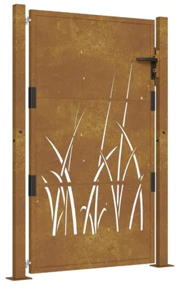 Immagine prodotto di Pannello divisorio per esterni - Schermo per giardino - Recinzione - Muro esterno - Acciaio Corten marrone - Motivo a erba - 105x155 cm