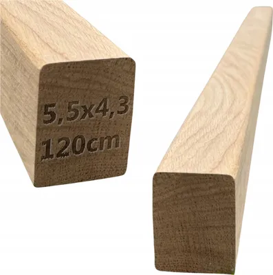 Obrázek produktu pro Zábradlí schodiště - Čtvercové dřevo - Dubové dřevo - 5,5 x 4,3 x 120 cm - Zábradlí - Broušené - Připravené k lakování nebo natírání