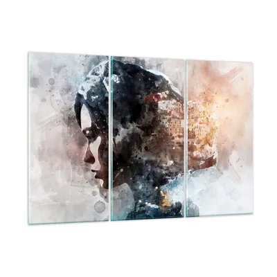 Produktbild von Bilder auf glas - Frau Abstraktion - 165x110cm - Glasbilder - Wandbilder - Kunstdruck - zum Aufhängen bereit - Wanddekoration aus Glas - Glas Bilder - Wandbild auf Glas - 3 Teile - GCE165x110-3956