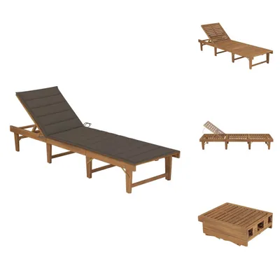 Image de vidaXL Bain de soleil pliable avec support Acacia massif - Bains de soleil