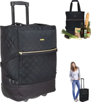 Produktbild von Punta Wheel CLASSY Einkaufstrolley Einkaufsroller Trolley Einkaufswagen Damen 10422-0100 Schwarz  Gold Deluxe + Della Rox Edition Faltschopper Tasche
