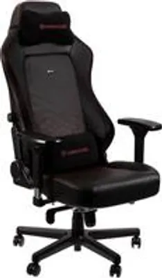 Produktbild von noblechairs Hero PolyurethanLeather, Luftgefüllter Sitz, Gepolsterte Rückenlehne, Schwarz, Schwarz, Rot, Stahl, Schwarz