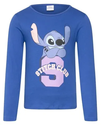 Produktbild von Disney Lilo und Stitch Kinder Mädchen Langarmshirt Shirt 100% Baumwolle - Blau, 98