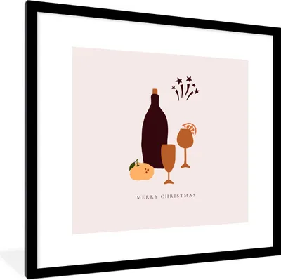 Produktbild von MuchoWow® Gerahmtes Poster Weingläser - Weinflasche - Zitate 40x40 cm - Poster mit Schwarzem Bilderrahmen Wandposter Rahmen Foto Bilder - Poster - Plakat im Rahmen