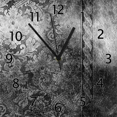 Produktbild von Wallario Design Wanduhr Schnörkelmuster in grau aus Echtglas, Größe 30 x 30 cm