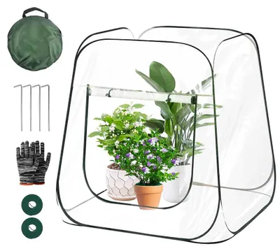 Immagine prodotto di Serra pop-up, piccola, 100 x 100 x 97 cm, in PVC, per piante, con tasche e picchetti di fissaggio