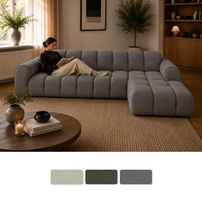 Produktbild von MIUFORM Picco, 7-Sitzer Ecksofa, Ecke rechts, Grau, KI-generiertes Bild