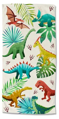 Productafbeelding van Good Morning Kinder Strandlaken Velours Dinos 75x150cm - multi