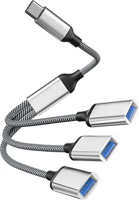 Immagine prodotto di INF Adattatore Splitter Hub USB da Tipo-C a 3 Porte D'argento