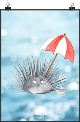 Produktbild von Mr. & Mrs. Panda Bild Seeigel DIN A4 - Oceanblue - Geschenk, Achtsamkeit, Selbstliebe, Kunstdruck, wanddeko, Lebe, Meer, Hier und Jetzt, Wandbild, Posterdruck, Leben