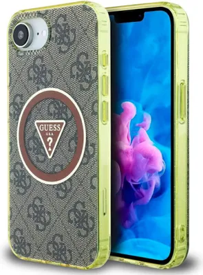 Image de Etui Guess Iml Metal Glitter 4G Circle Triangle Magsafe Do Iphone 16E Brązowy