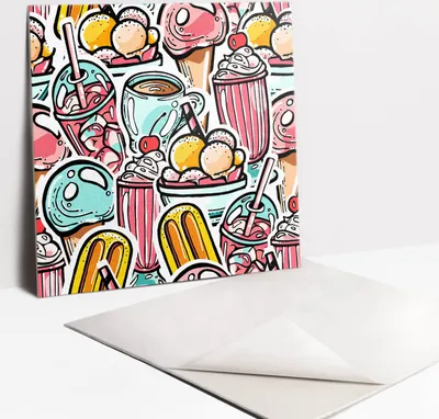Produktbild von Fliesenaufkleber Set - 9 Stück Selbstklebende PVC Fliesen-Designs - Für Bad und Küche 30 x 30 - Süßigkeiten zeichnen