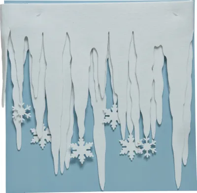 Produktbild von Eiszapfen Girlande Filz 34cm x 2m mit Schneeflocken Weiß