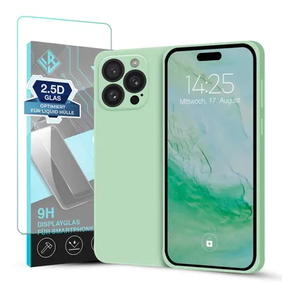 Produktbild von Hülle für Apple iPhone 16 Pro mit 9H Displayglas Displayschutz Case Cover Bumper Smartphone Softgrip Schutzhülle Farbe: Türkis