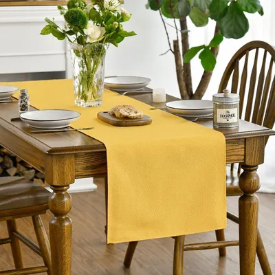 Produktbild von Tischläufer Gelb 40x140cm - Abwaschbar und Langlebig für Küchen- und Esstischdekoration