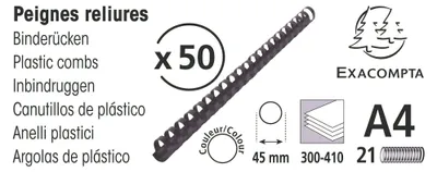 Immagine prodotto di Exacompta 75901E Confezione da 50 spirali di rilegatura in PVC da 45 mm per DIN A4 nero