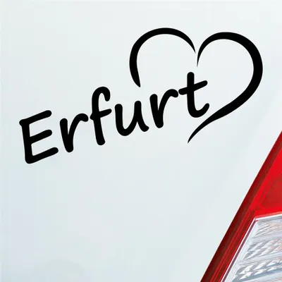 Produktbild von Auto Aufkleber Erfurt Herz Stadt City Liebe Love Heimat 17x8 cm Schwarz Glanz Sticker Heckscheibenaufkleber