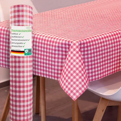 Produktbild von Sensalux Tischdeckenrollen 1,18m x 10m Karomuster, Weiß-Rot